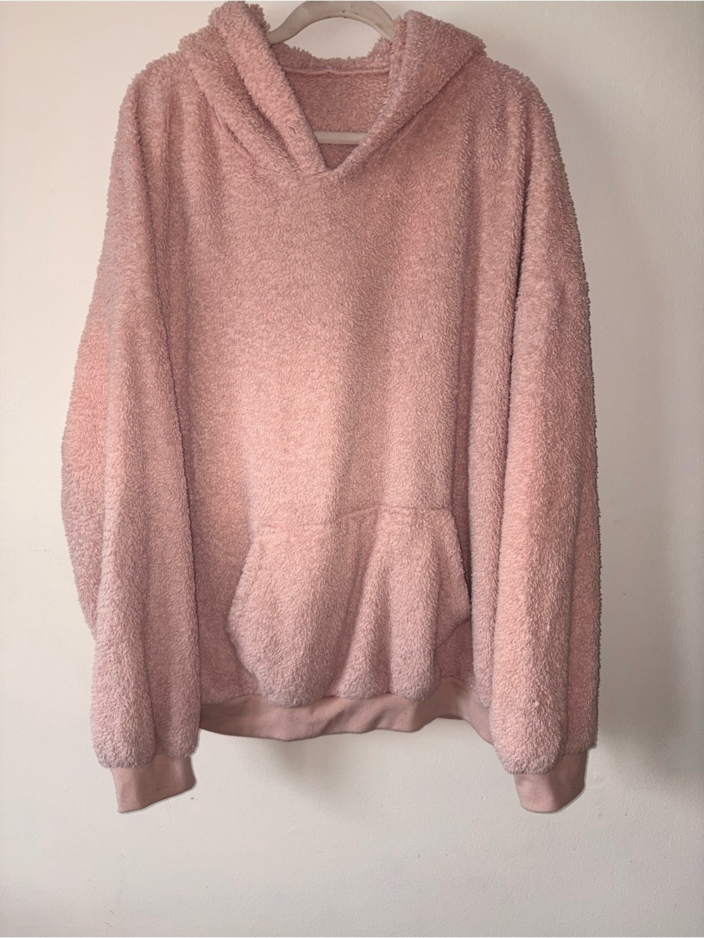 Cozy Plush Hooded Pullover - Pink